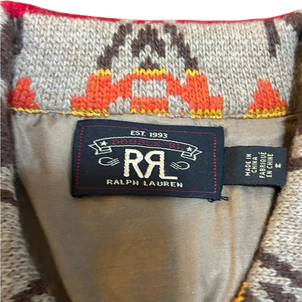 RRL Ralph Lauren Men’s Medium Southwestern Wool Blend Aztec Sweater Jacket $1200 - Picture 9 of 11